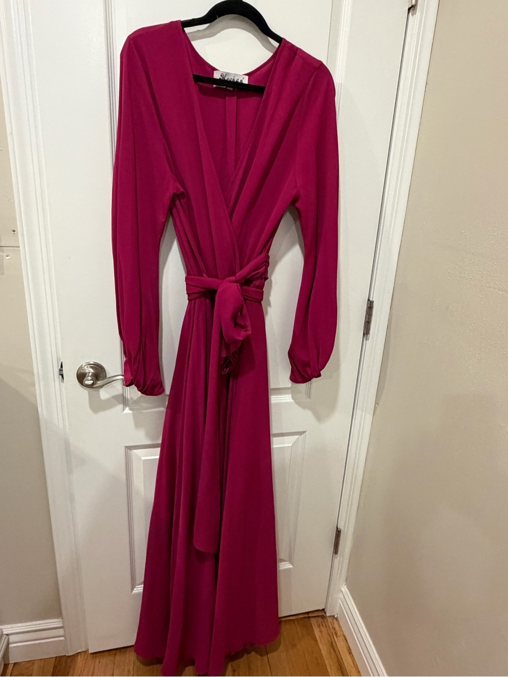 Meghan LA Fuchsia Long-Sleeve Wrap Maxi Dress